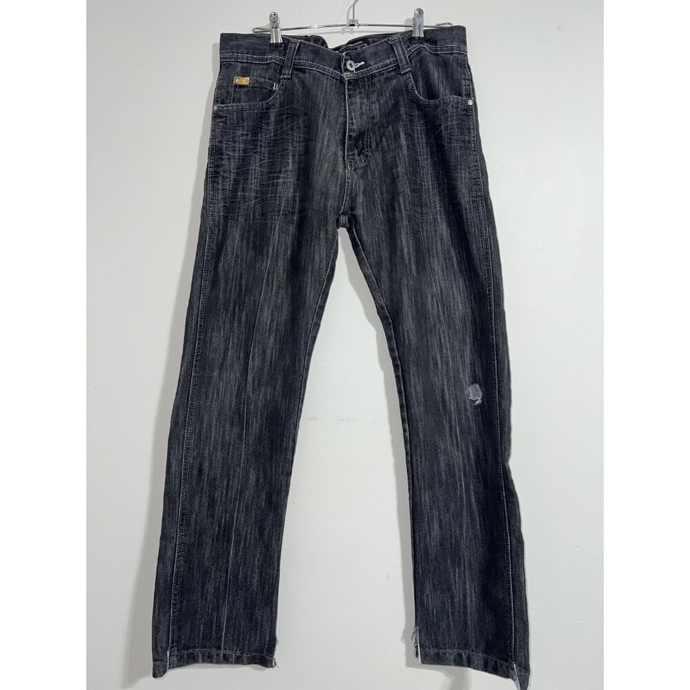 Southpole Jeans Mens 34 Black Straight Leg Distressed Denim Streetwear Y2K